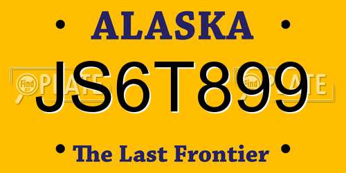 JS6T899 Alaska License Plate