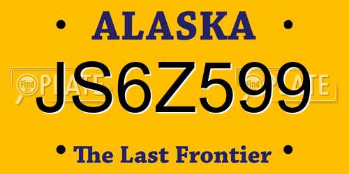 JS6Z599 Alaska License Plate