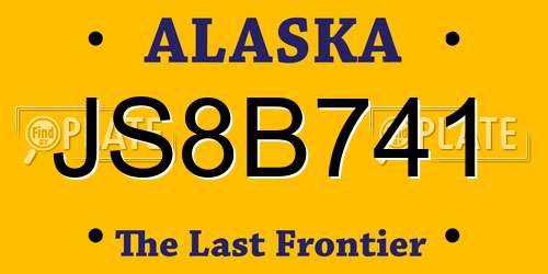 JS8B741 Alaska License Plate