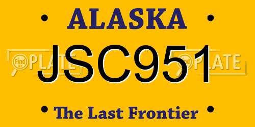 JSC951 Alaska License Plate