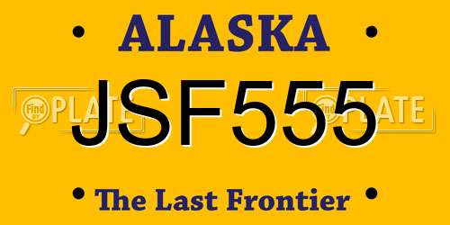 JSF555 Alaska License Plate