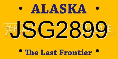 JSG2899 Alaska License Plate