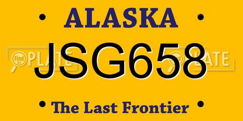 JSG658 Alaska License Plate