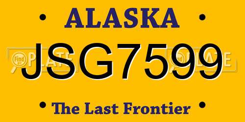 JSG7599 Alaska License Plate