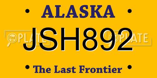 JSH892 Alaska License Plate