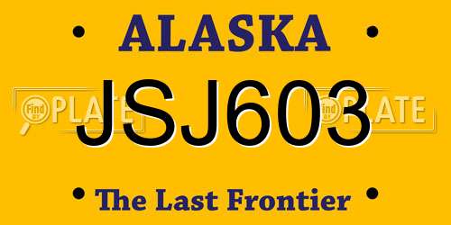 JSJ603 Alaska License Plate