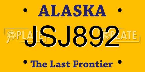 JSJ892 Alaska License Plate