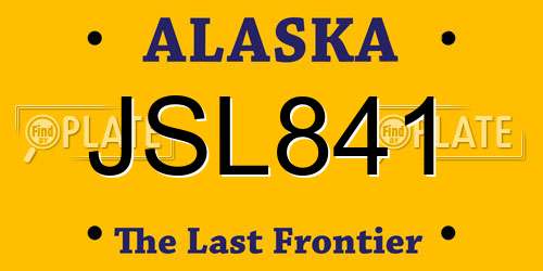 JSL841 Alaska License Plate