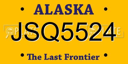 JSQ5524 Alaska License Plate