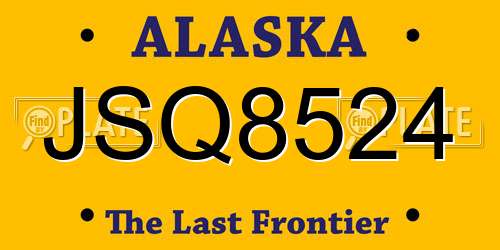 JSQ8524 Alaska License Plate