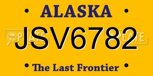 JSV6782 Alaska License Plate