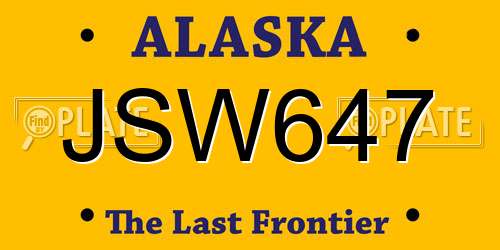 JSW647 Alaska License Plate