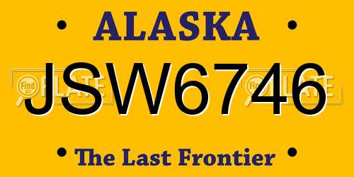 JSW6746 Alaska License Plate