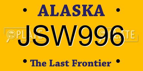 JSW996 Alaska License Plate