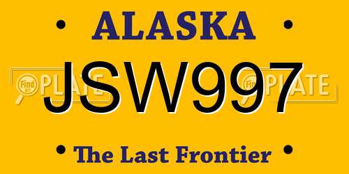 JSW997 Alaska License Plate