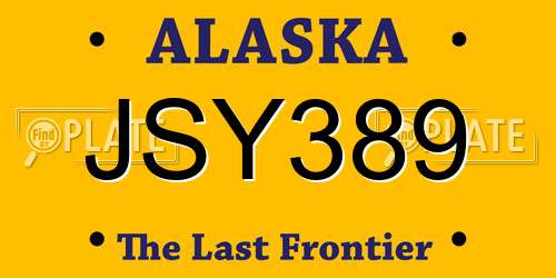 JSY389 Alaska License Plate