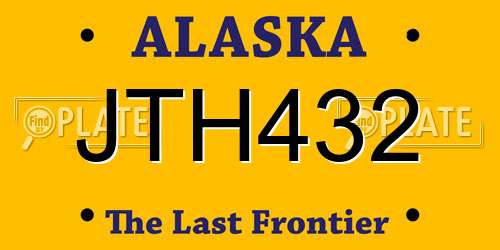 JTH432 Alaska License Plate