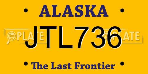 JTL736 Alaska License Plate