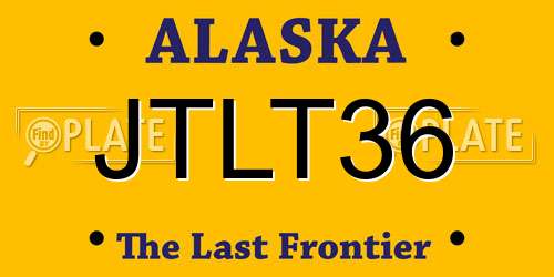 JTLT36 Alaska License Plate