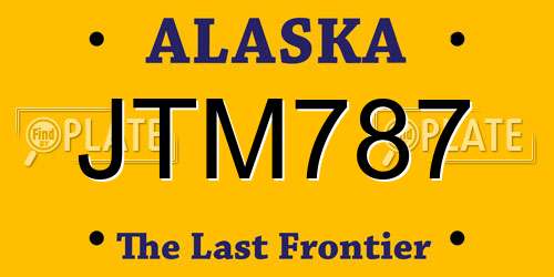 JTM787 Alaska License Plate