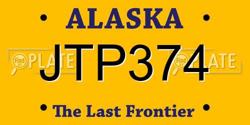 JTP374 Alaska License Plate