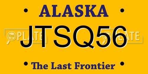 JTSQ56 Alaska License Plate