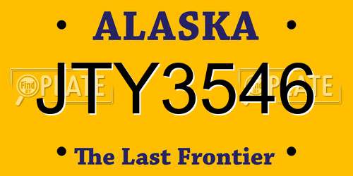 JTY3546 Alaska License Plate