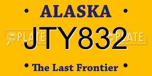 JTY832 Alaska License Plate