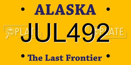 JUL492 Alaska License Plate