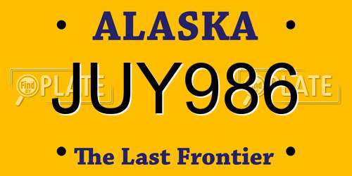 JUY986 Alaska License Plate