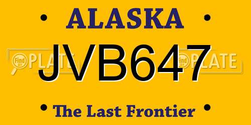 JVB647 Alaska License Plate