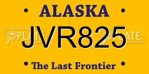 JVR825 Alaska License Plate