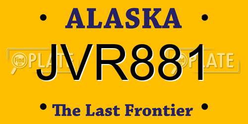 JVR881 Alaska License Plate