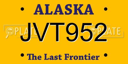 JVT952 Alaska License Plate