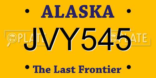 JVY545 Alaska License Plate