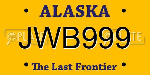JWB999 Alaska License Plate