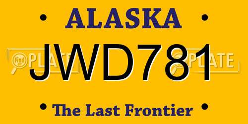JWD781 Alaska License Plate