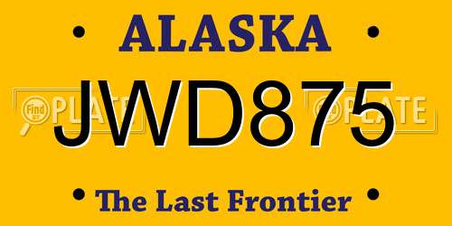 JWD875 Alaska License Plate