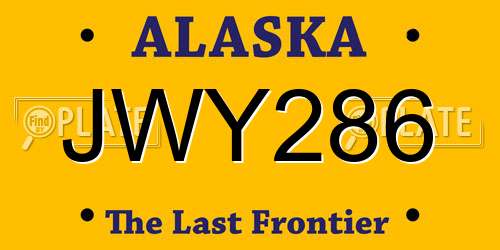 JWY286 Alaska License Plate