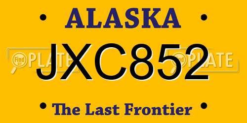 JXC852 Alaska License Plate