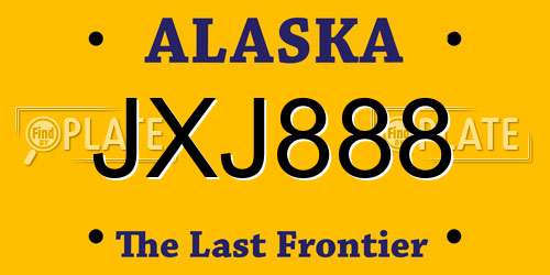 JXJ888 Alaska License Plate
