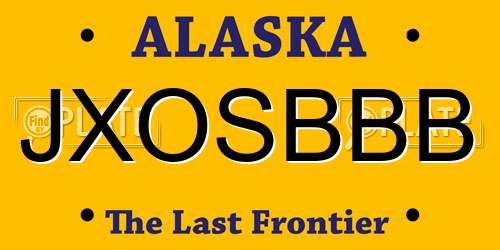JXOSBBB Alaska License Plate