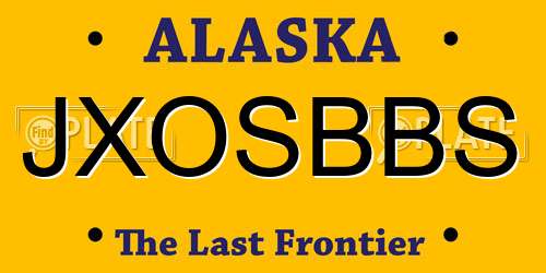 JXOSBBS Alaska License Plate
