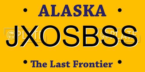 JXOSBSS Alaska License Plate