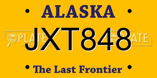 JXT848 Alaska License Plate