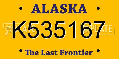 K535167 Alaska License Plate