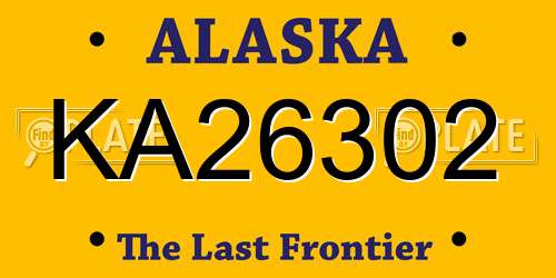 KA26302 Alaska License Plate