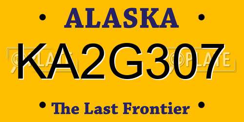 KA2G307 Alaska License Plate