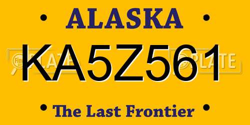 KA5Z561 Alaska License Plate