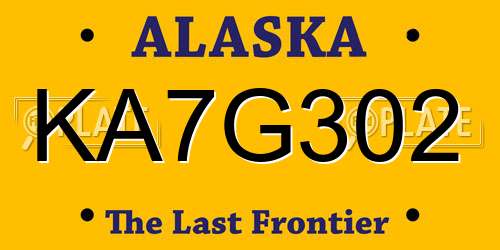 KA7G302 Alaska License Plate